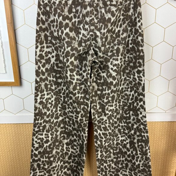 Sincerely Jules Leopard Print Wide Leg Denim Pants - Size - Juniors 3 - Picture 2 of 5